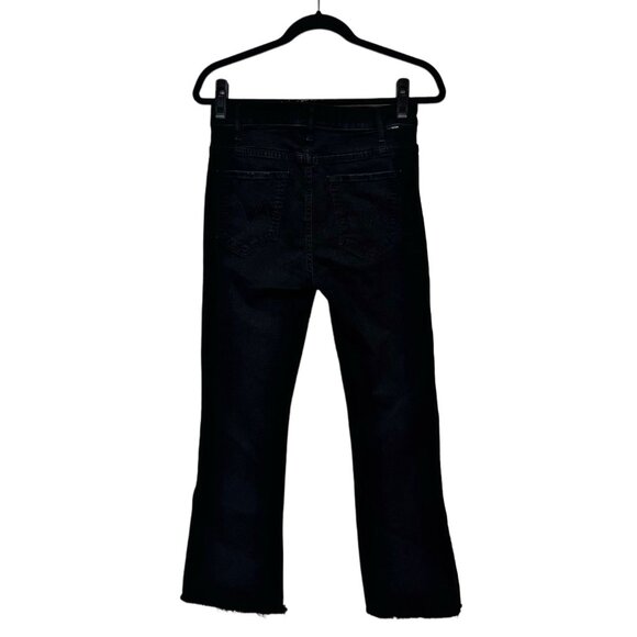 MOTHER The Hustler Ankle Fray Jeans High Rise Wide Leg Black Wash Not Guilty - Picture 6 of 12